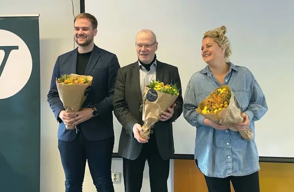 Erik Falkenstein (i midten) vil dra i gang Nome Venstre. Her står han sammen med Odin Thune  og  Camilla Bilstad Johannessen. 