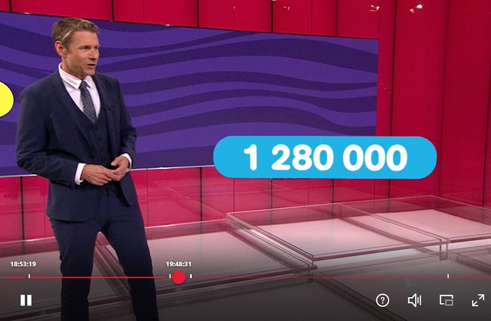 Her vinner mannen fra Nome millionpremien. Skjermdump fra NRK.