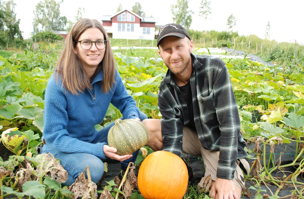 Grønnsaker: Therese og Mikael tilbyr egenproduserte grønnsaker rett fra åkeren.